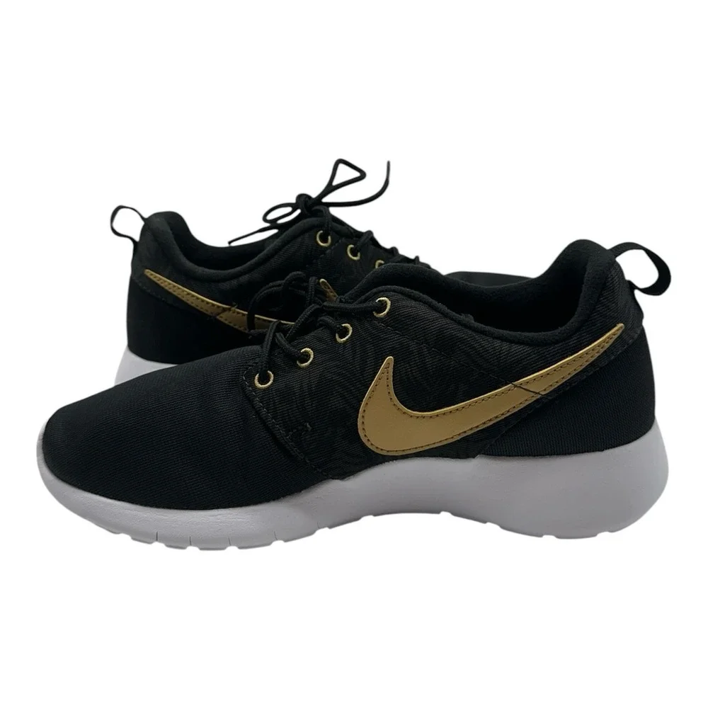 Nike Roshe One Print GS Running Shoes Size Youth 6.5 Womens 8 Black Gold Sneaker - Picture 3 of 10